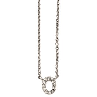 Cheryl M Sterling Silver CZ Letter O 18in. Necklace