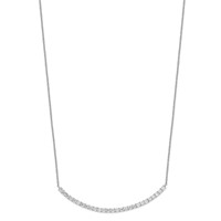 Cheryl M Sterling Silver Rhodium-plated Brilliant-cut CZ Curved Bar Necklace, 18" view 2