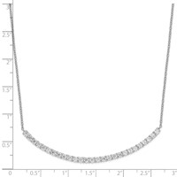Cheryl M Sterling Silver Rhodium-plated Brilliant-cut CZ Curved Bar Necklace, 18" view 3