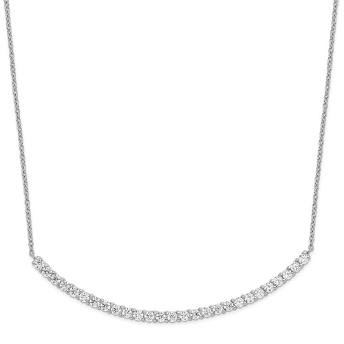 Cheryl M Sterling Silver Rhodium-plated Brilliant-cut CZ Curved Bar Necklace, 18"