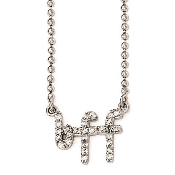 Cheryl M Sterling Silver CZ BFF 18in. Necklace