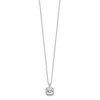 Cheryl M Sterling Silver Rhodium-plated Asscher-cut and Brilliant-cut CZ Halo Necklace, 18" view 2