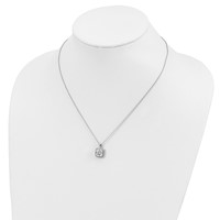 Cheryl M Sterling Silver Rhodium-plated Asscher-cut and Brilliant-cut CZ Halo Necklace, 18" view 4