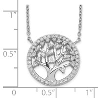 Cheryl M Sterling Silver Rhodium-plated Brilliant-cut CZ Tree of Life Necklace, 18" view 2