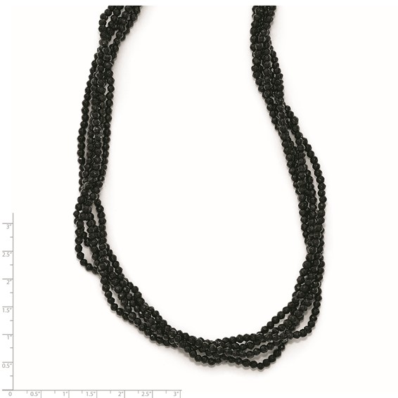 Cheryl M Sterling Silver CZ and Onyx Slip on Necklace