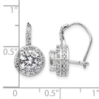 Cheryl M Sterling Silver Rhodium-plated Brilliant-cut Round CZ Halo Kidney Wire Dangle Earrings view 4