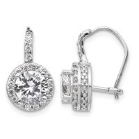 Cheryl M Sterling Silver Rhodium-plated Brilliant-cut Round CZ Halo Kidney Wire Dangle Earrings view 1