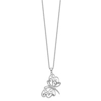 Cheryl M Sterling Silver Rhodium-plated Brilliant-cut CZ Butterfly Necklace, 18" view 2
