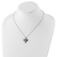 Cheryl M Sterling Silver Rhodium-plated Brilliant-cut Black and White CZ Filigree Elephant Necklace, 18" view 3