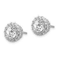Cheryl M Sterling Silver Rhodium-plated Brilliant-cut CZ Round Halo Post Earrings view 2