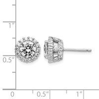 Cheryl M Sterling Silver Rhodium-plated Brilliant-cut CZ Round Halo Post Earrings view 4