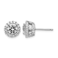 Cheryl M Sterling Silver Rhodium-plated Brilliant-cut CZ Round Halo Post Earrings view 1