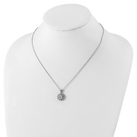 Cheryl M Sterling Silver Rhodium-plated Brilliant-cut and Emerald-cut CZ Halo Necklace, 18" view 4