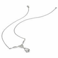 Cheryl M Sterling Silver Rhodium-plated Fancy Brilliant-cut CZ Teardrop Dangle Necklace with 2.25 Inch Extender, 16" view 5