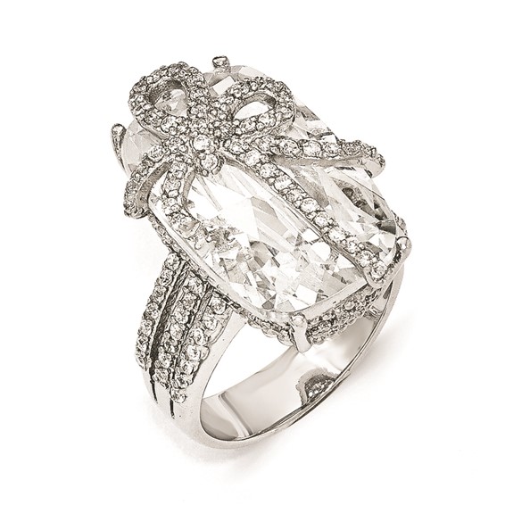 Cheryl M Sterling Silver CZ Bow Ring