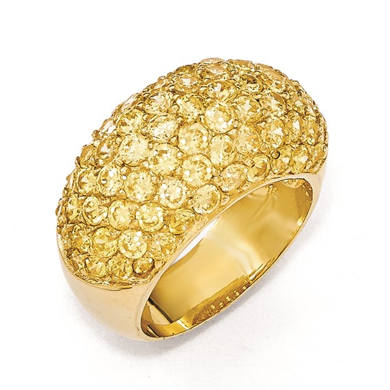 Cheryl M Sterling Silver Gold-plated Yellow CZ Ring