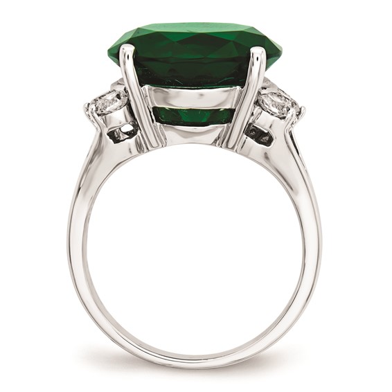 Cheryl M Sterling Silver AAA CZ and Simulated Emerald Ring