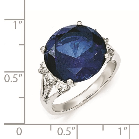 Cheryl M Sterling Silver AAA CZ and Synthetic Sapphire Ring