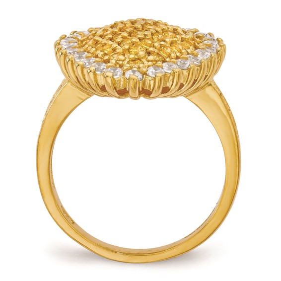Cheryl M Sterling Silver Gold-plated White/Yellow CZ Ring