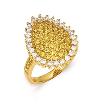 Cheryl M Sterling Silver Gold-plated White/Yellow CZ Ring