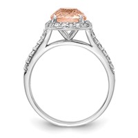 Cheryl M Sterling Silver Rhodium-plated 100 Facet Simulated Morganite and White Brilliant-cut CZ Halo Ring view 2