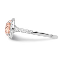 Cheryl M Sterling Silver Rhodium-plated 100 Facet Simulated Morganite and White Brilliant-cut CZ Halo Ring view 3