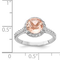 Cheryl M Sterling Silver Rhodium-plated 100 Facet Simulated Morganite and White Brilliant-cut CZ Halo Ring view 4