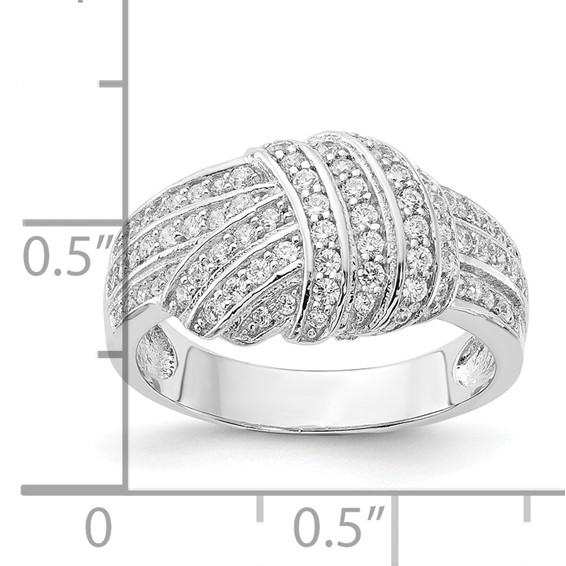 Cheryl M Sterling Silver Pave CZ Knot Ring