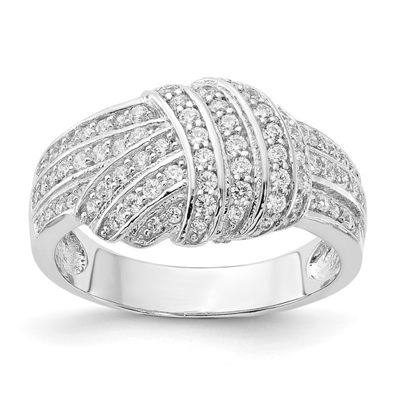 Cheryl M Sterling Silver Pave CZ Knot Ring