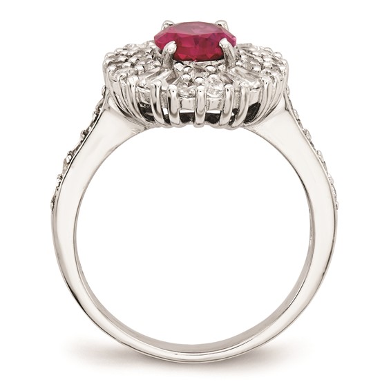 Cheryl M Sterling Silver CZ and Synthetic Ruby Ring