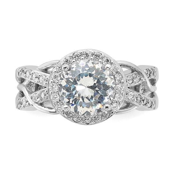 Cheryl M Sterling Silver CZ 100-Facet Fancy Ring