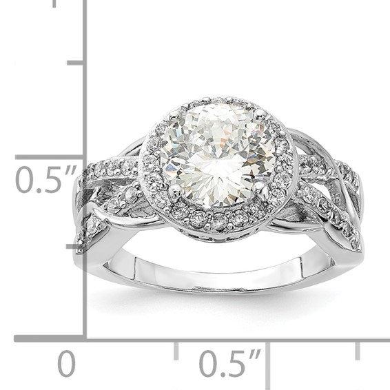 Cheryl M Sterling Silver CZ 100-Facet Fancy Ring