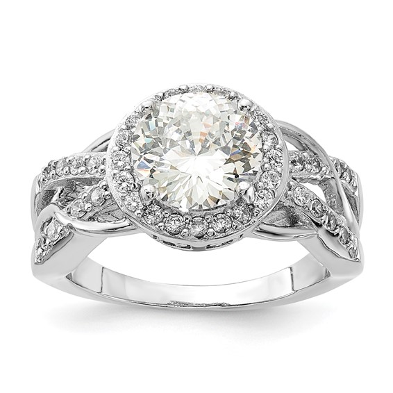 Cheryl M Sterling Silver CZ 100-Facet Fancy Ring