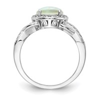 Cheryl M Sterling Silver Rhodium-plated Cabochon Lab Created Opal and Brilliant-cut CZ Woven Pattern Ring view 2