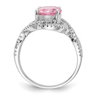 Cheryl M Sterling Silver Rhodium-plated Fancy Pink and White Brilliant-cut CZ Ring view 2