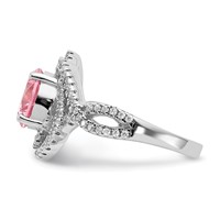Cheryl M Sterling Silver Rhodium-plated Fancy Pink and White Brilliant-cut CZ Ring view 3
