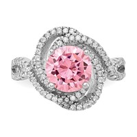 Cheryl M Sterling Silver Rhodium-plated Fancy Pink and White Brilliant-cut CZ Ring view 5