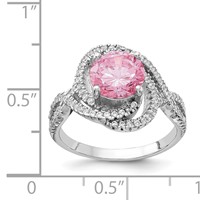 Cheryl M Sterling Silver Rhodium-plated Fancy Pink and White Brilliant-cut CZ Ring view 4
