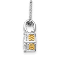 Cheryl M Sterling Silver Rhodium-plated Necklace with Gold-plated Accent Brilliant-cut 8mm CZ XO Gallery, 18" view 2