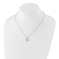 Cheryl M Sterling Silver Rhodium-plated Necklace with Gold-plated Accent Brilliant-cut 8mm CZ XO Gallery, 18" view 4