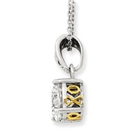 Cheryl M Sterling Silver Rhodium-plated Necklace with Gold-plated Accent Brilliant-cut 8mm CZ XO Gallery, 18" view 3