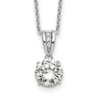 Cheryl M Sterling Silver Rhodium-plated Necklace with Gold-plated Accent Brilliant-cut 8mm CZ XO Gallery, 18" view 1