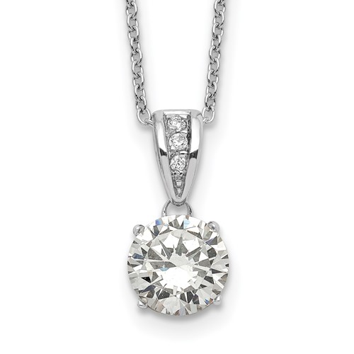 Cheryl M Sterling Silver Rhodium-plated Necklace with Gold-plated Accent Brilliant-cut 8mm CZ XO Gallery, 18"