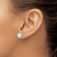 Cheryl M Sterling Silver Rhodium-plated Cabochon Lab Created Opal and Brilliant-cut CZ Post Stud Earrings view 3