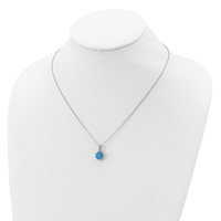 Cheryl M Sterling Silver Rhodium-plated Cabochon Lab Created Blue Opal and Brilliant-cut CZ Necklace, 18.25" view 4