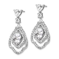 Cheryl M Sterling Silver Rhodium-plated Brilliant-cut CZ Fancy Post Dangle Earrings view 2