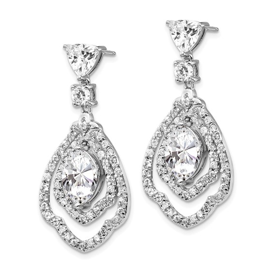 Cheryl M Sterling Silver Rhodium-plated Brilliant-cut CZ Fancy Post Dangle Earrings