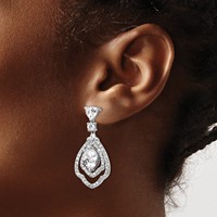 Cheryl M Sterling Silver Rhodium-plated Brilliant-cut CZ Fancy Post Dangle Earrings view 3