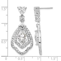 Cheryl M Sterling Silver Rhodium-plated Brilliant-cut CZ Fancy Post Dangle Earrings view 4