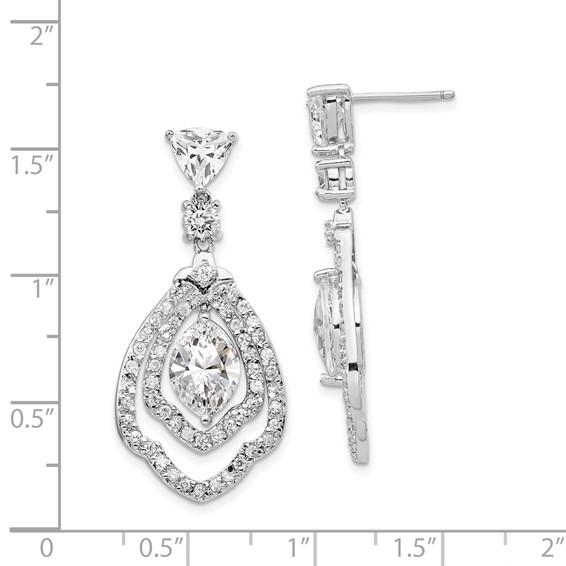 Cheryl M Sterling Silver Rhodium-plated Brilliant-cut CZ Fancy Post Dangle Earrings